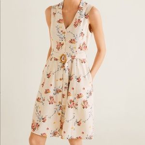 Mango Floral Linen Blend dress